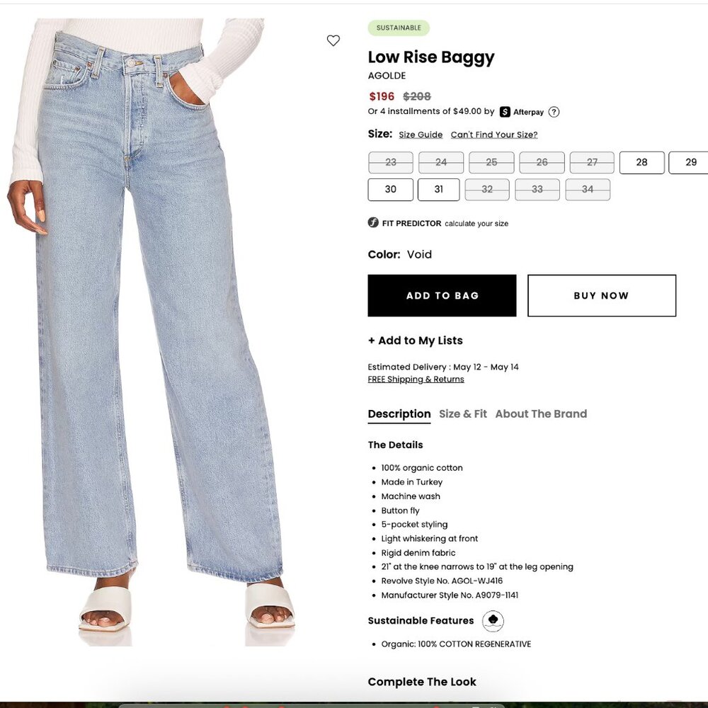 Agoldie Low Rise Baggy - Void